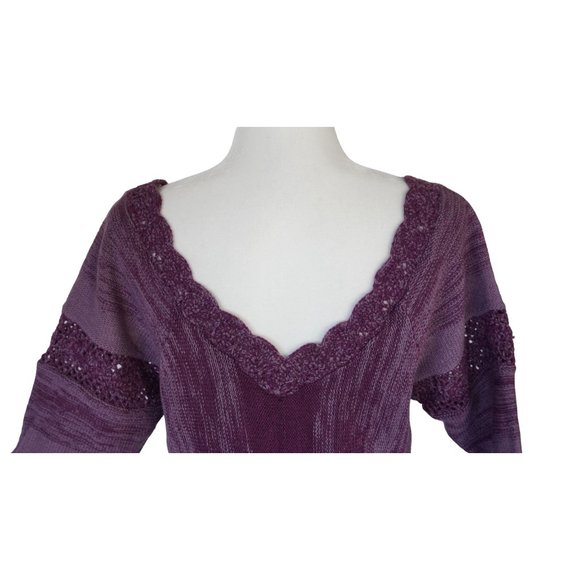 Y2K Derek Heart Vintage Purple Sweater Dress Juniors Size XL Crocheted Boho Heat - Picture 14 of 14